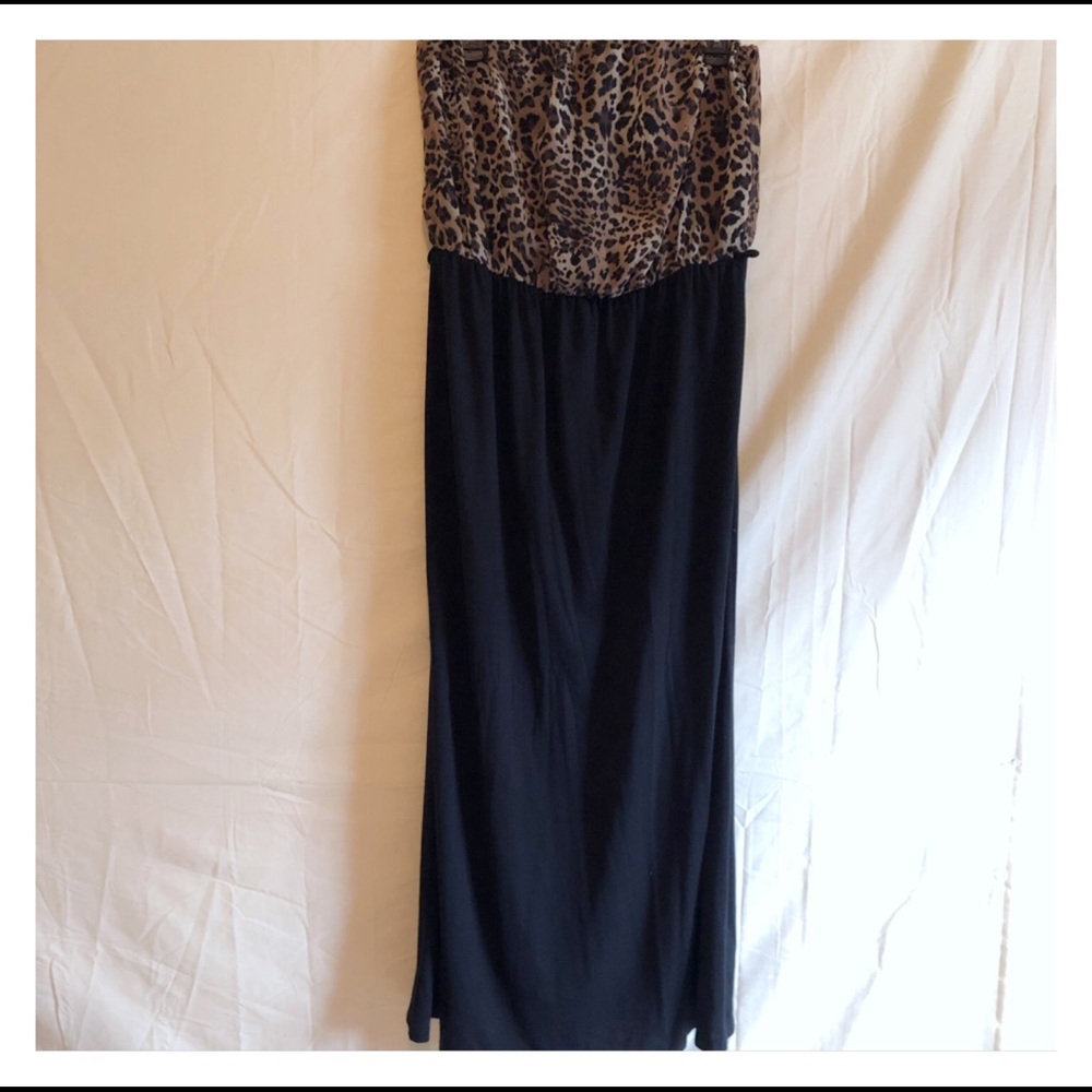 Strapless Leopard And Black Dress